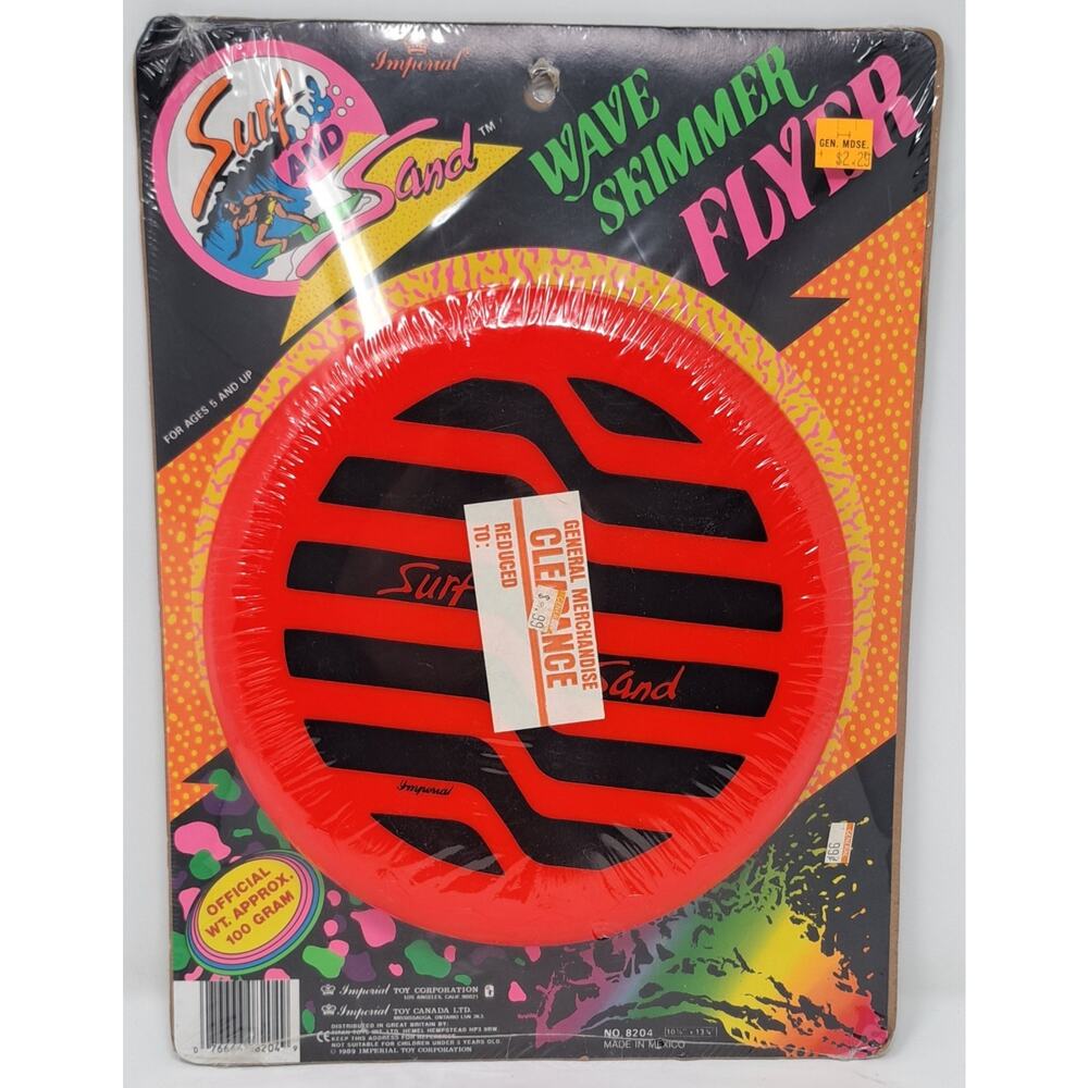 Vtg Imperial Surf and Sand Wave Skimmer Flying Disc Frisbee 1989 Red SEALED